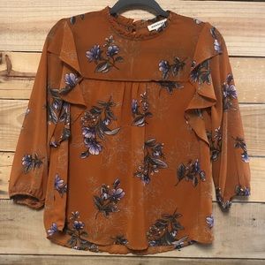 Monteau small burnt orange floral top